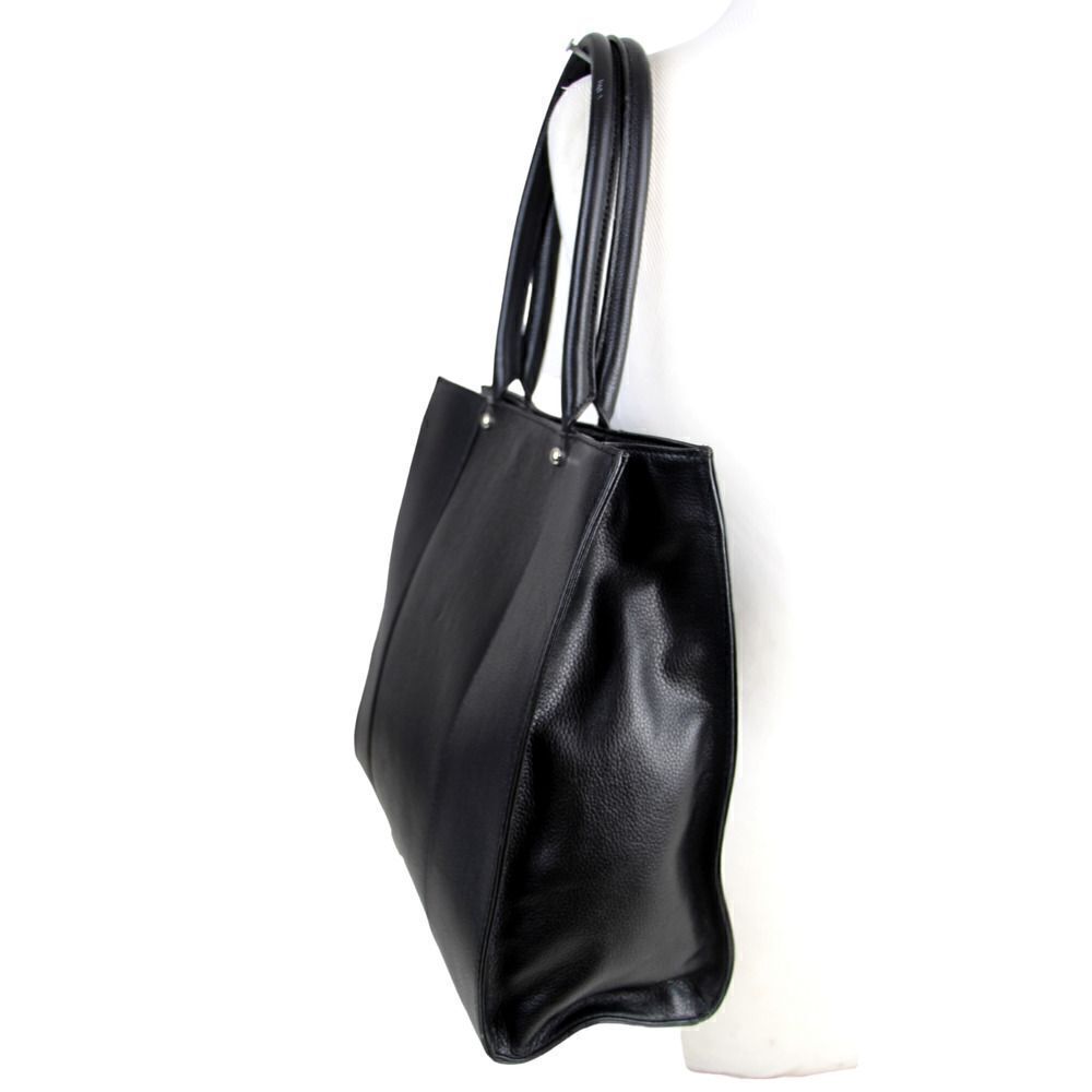 LARGE Rebecca Minkoff BLACK GENUINE LEATHER TOTE BUSINESS SHOULDER BAG HANDBAG 2 - Picture 5 of 15